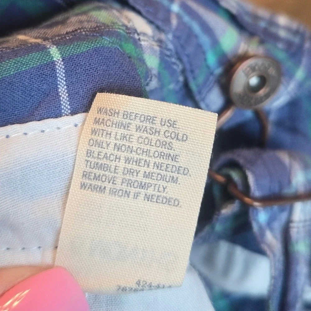 OshKosh B'gosh Baby Boy 6 Months Blue Green Plaid Vestbak Cotton Shortalls